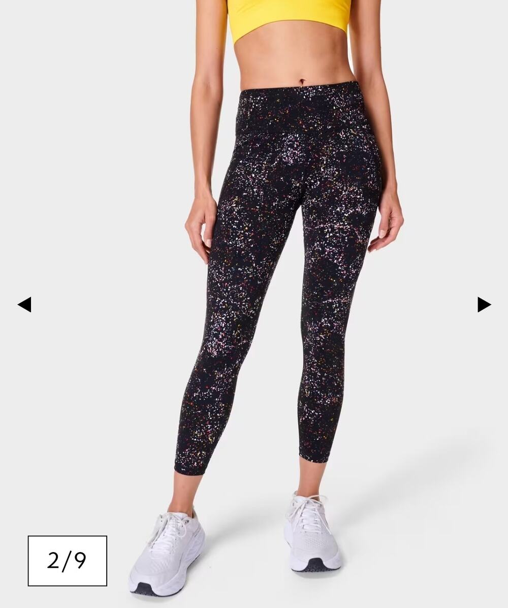Sweaty Betty Power 7/8 Legging XS 0-2 Black Confetti Athleisure Gym Workout